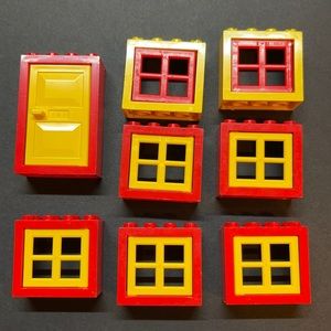 Lego Red and Yellow Windows and Door Lot